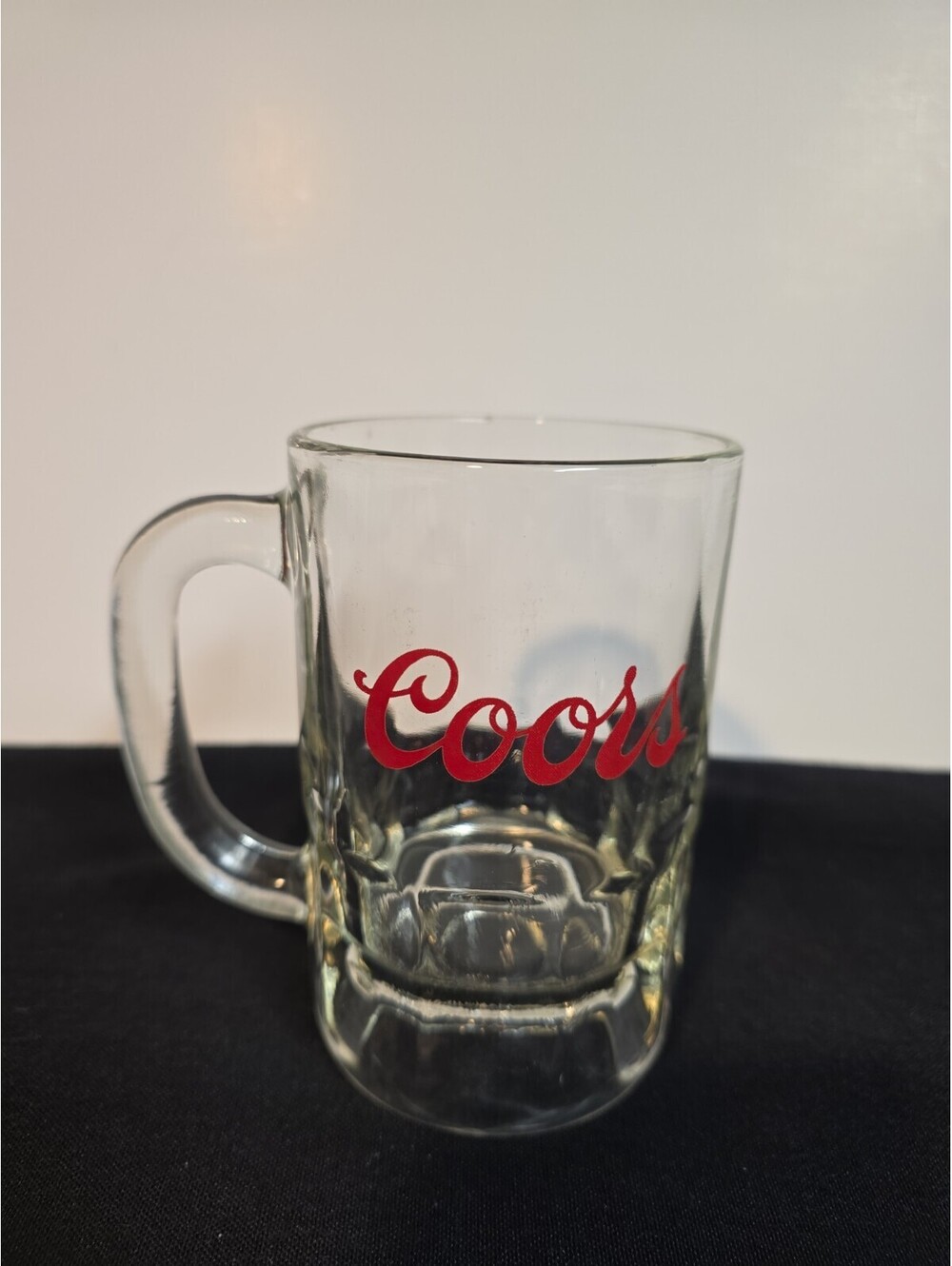 Vintage Coors Beer Glass Mug Heavy Thick Clear Glass Stein Barware 12oz